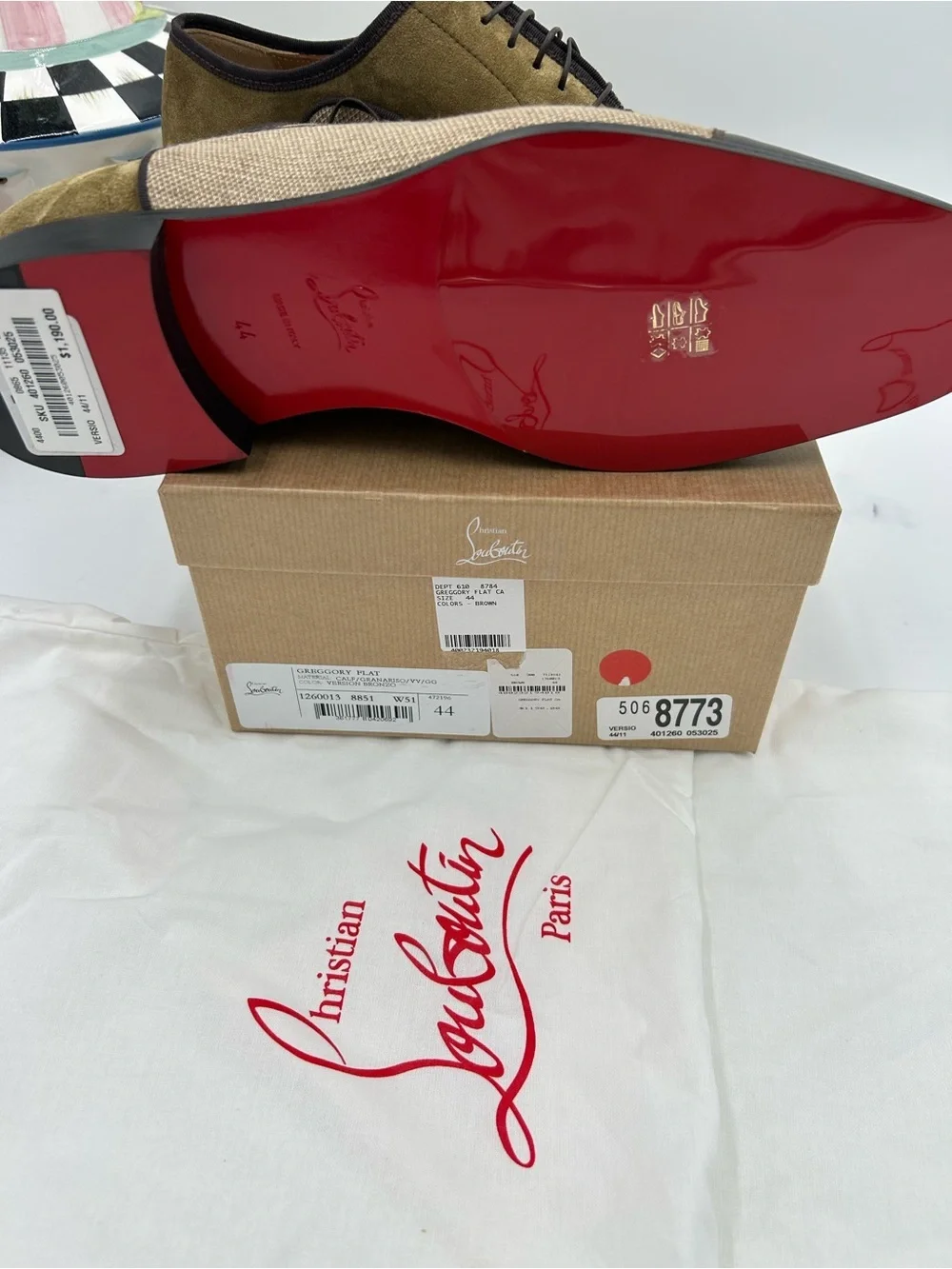 Men's Christian Louboutin Gregory velvet twill and Leather Oxford's size 44